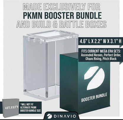 3 Pack Booster Bundle Acrylic Cases (Stackable) Tall Size Compatible w/ Booster Bundle Sets Ascended Heroes+ 4.6" x 2.2" x 3.1" (3 Pack)