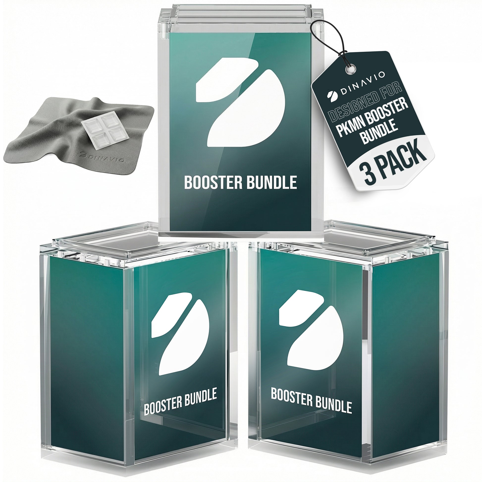 p3k booster box Dinavio Crafthouse 3 Pack Booster Bundle Acrylic Case with Stackable Feature - 8mm + 5mm Acrylic with Strong 5x3mm Magnets