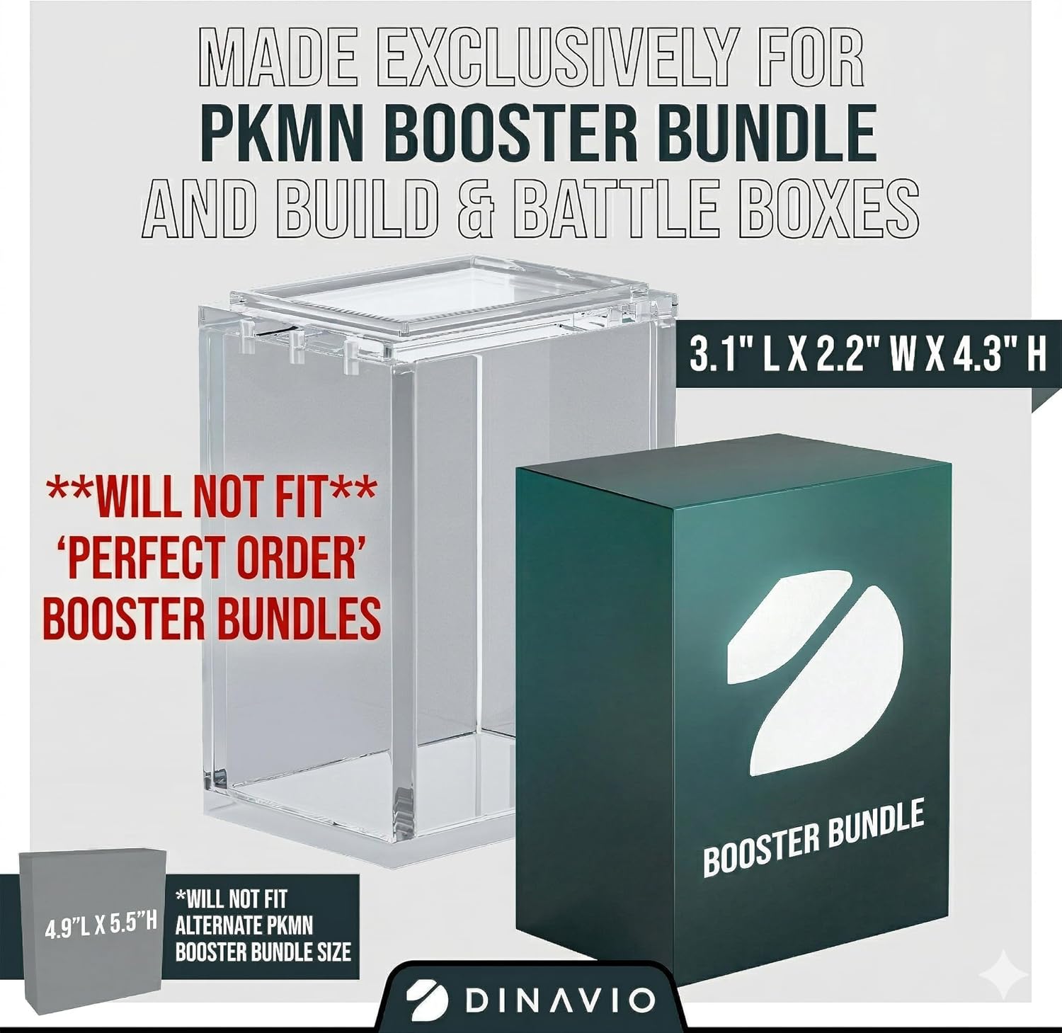 p3k booster box Dinavio Crafthouse 3 Pack Booster Bundle Acrylic Case with Stackable Feature - 8mm + 5mm Acrylic with Strong 5x3mm Magnets